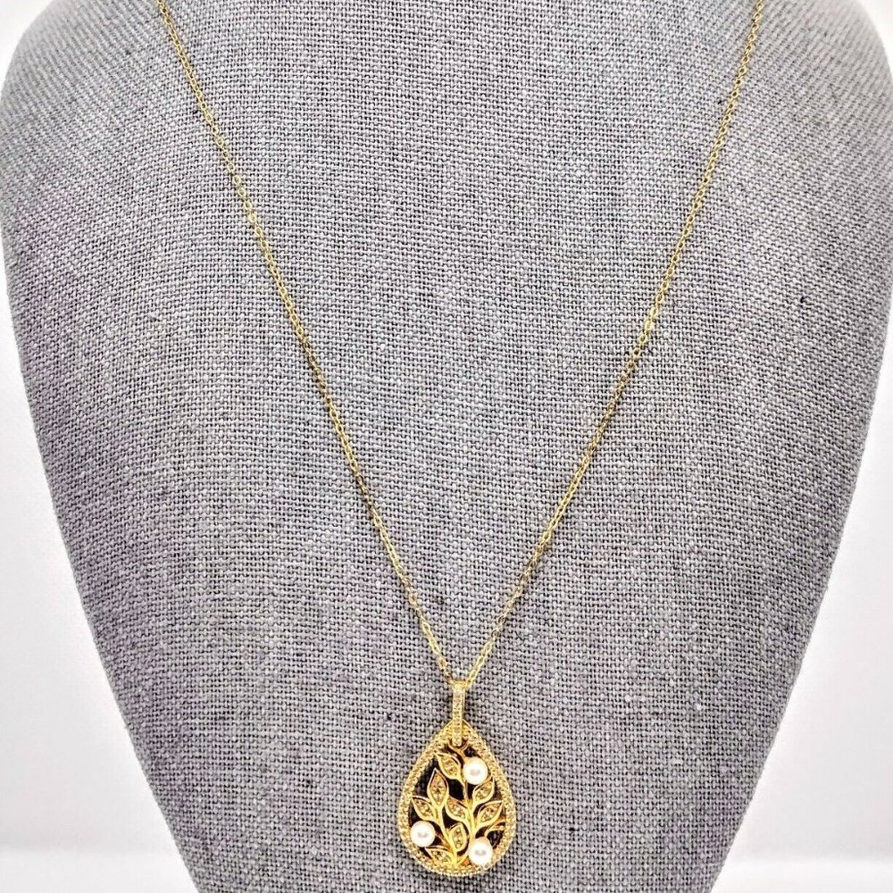 18k over Silver Freshwater Pearl Sapphire Necklace